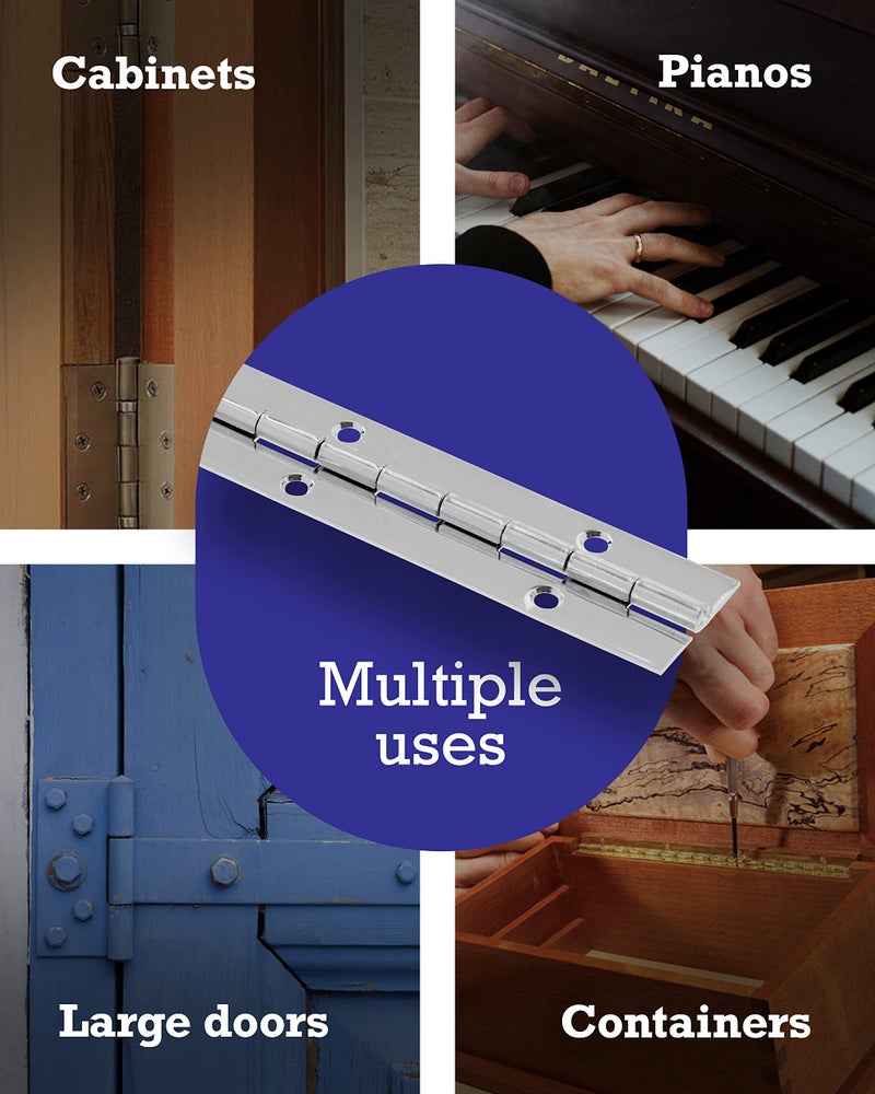 HARDWARE ESSENTIALS أساسيات الأجهزة 853401 دبوس مستمر 30" × 1-1/2" من الفولاذ المقاوم للصدأ - Image 5